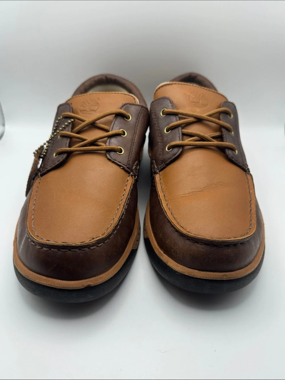 Timberland Men's Brown Leather Boat Shoes Lace Up Comfort Size 9M